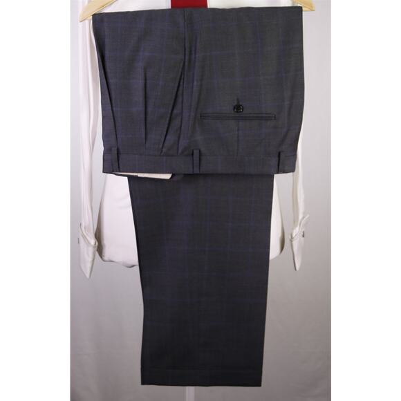 Hickey Freeman Gray Windowpane Plaid Super 130's Wool Loro Piana Suit 42R - Picture 11 of 11